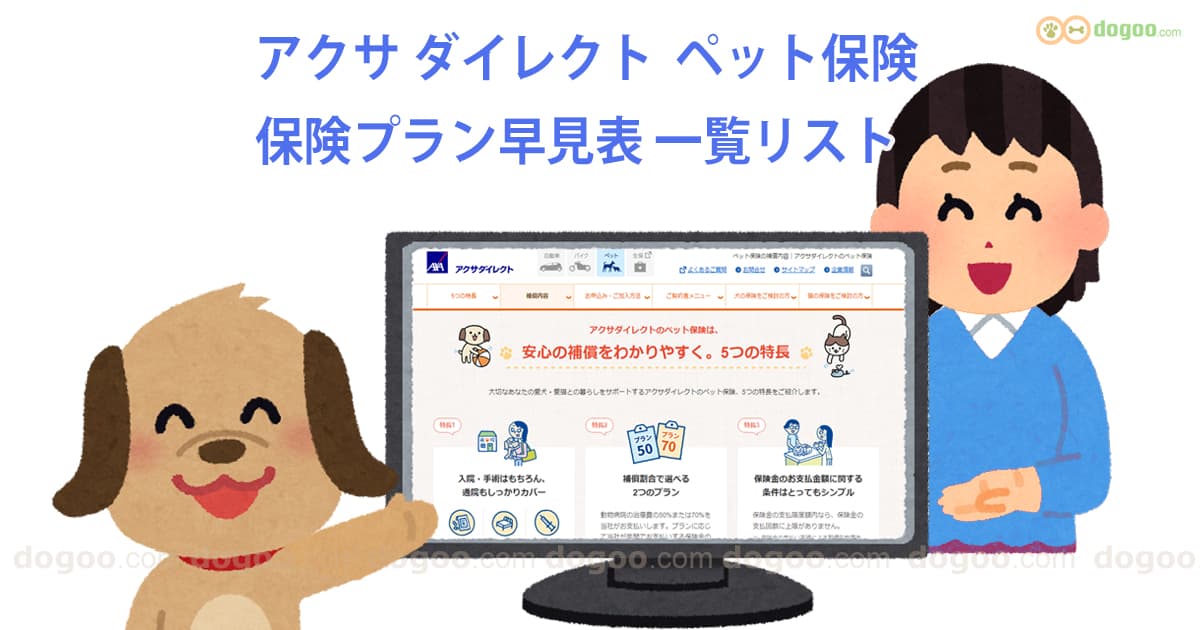 アクサ損害保険 ペット保険 プラン 早見表 リスト アクサダイレクト まとめ